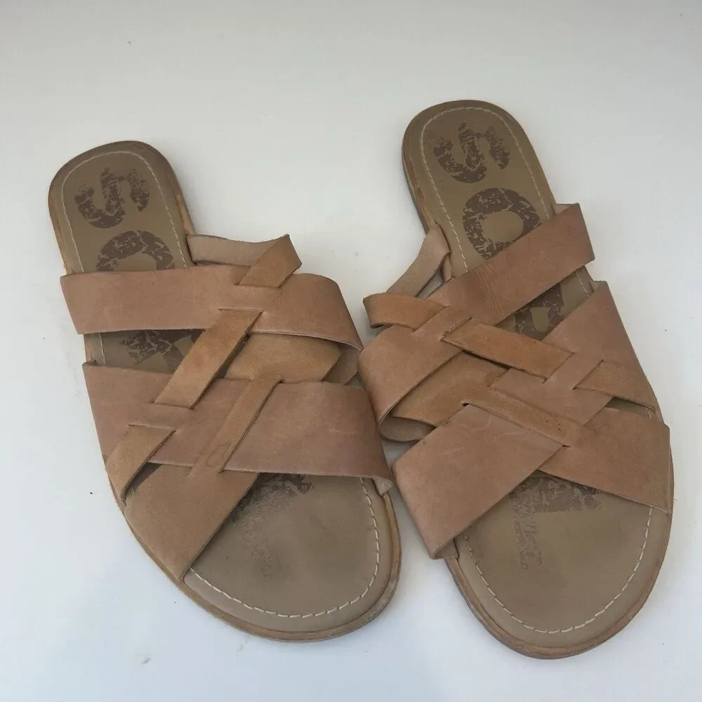 Sorel‎ Ella Slide Sandal Women’s 11 Slip On Leather Strappy - Picture 2 of 6